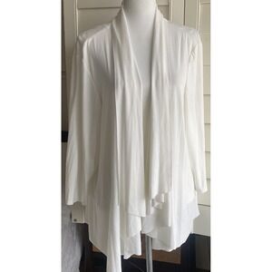 R&M Richards Women 3X Cardigan White 3/4 Sleeve Swing Stretch Waterfall Shrug